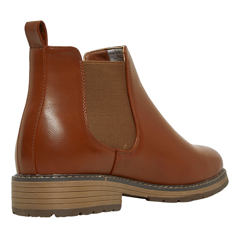 French Connection Mens FC Cleated Chelsea Boots Tan PU