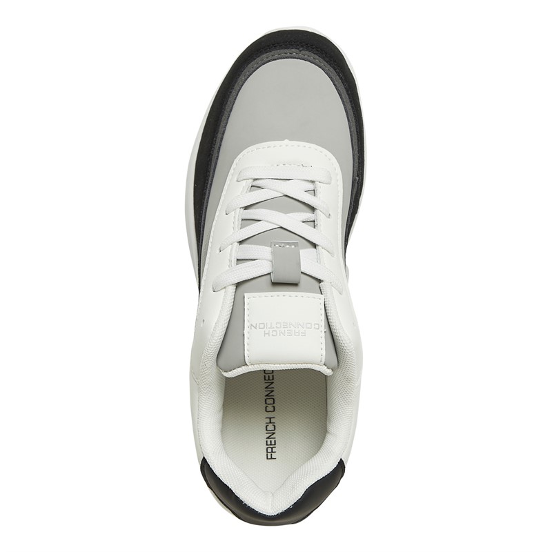 French Connection Junior Boys Suede Block Trainers White/Black