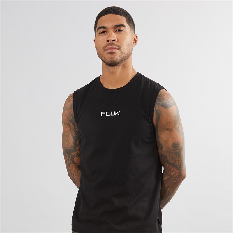 French Connection Mens Script Vest Black/White - Size XL