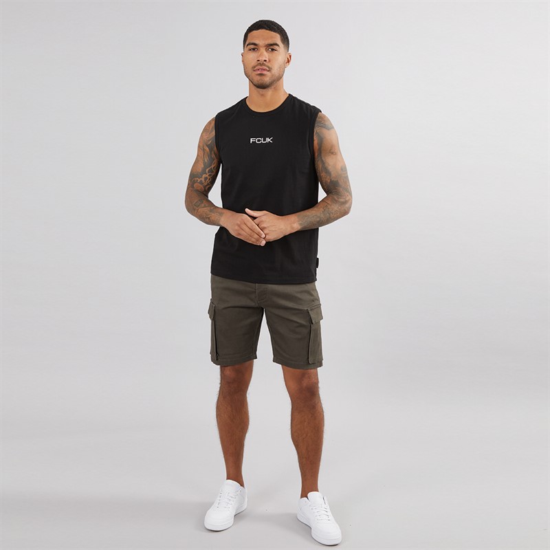 French Connection Mens Script Vest Black/White