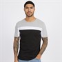 French Connection Mens Block Piping T-Shirt Light Grey Mel/White/Black