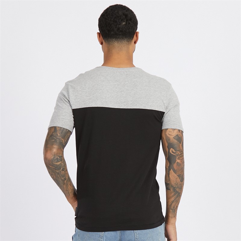 French Connection Mens Block Piping T-Shirt Light Grey Mel/White/Black