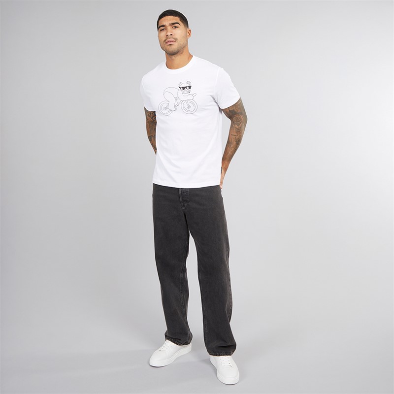 French Connection Mens Bike Rude Bear T-Shirt White/Black