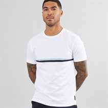 French Connection Mens Stripe T-Shirt White/Sky/Marine