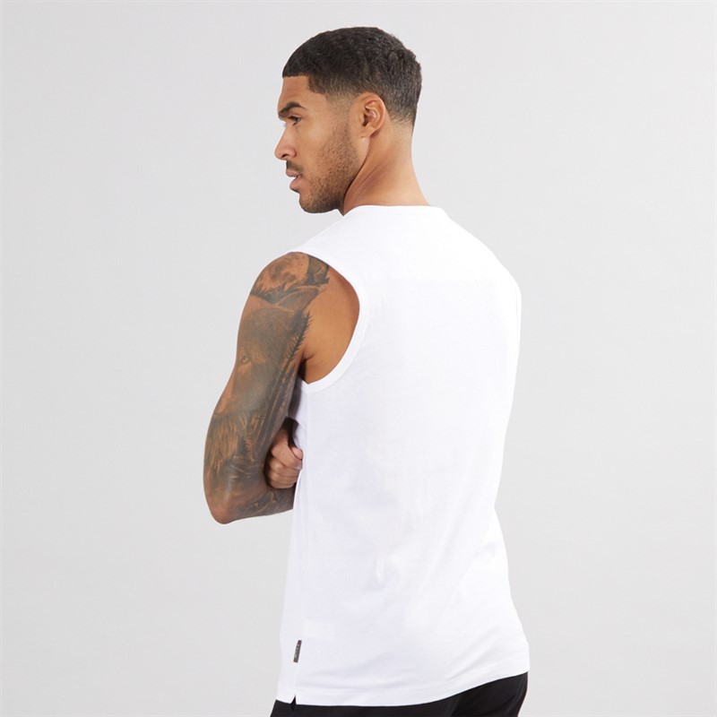French Connection Mens Script Vest White/Black