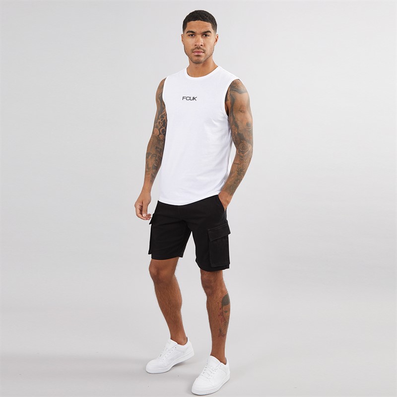 French Connection Mens Script Vest White/Black