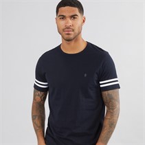 French Connection T-shirt z paskami na ramionach dla niego kolor granatowo-biały