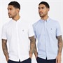 French Connection Mens Two Pack Short Sleeve Oxford Shirts White/Sky