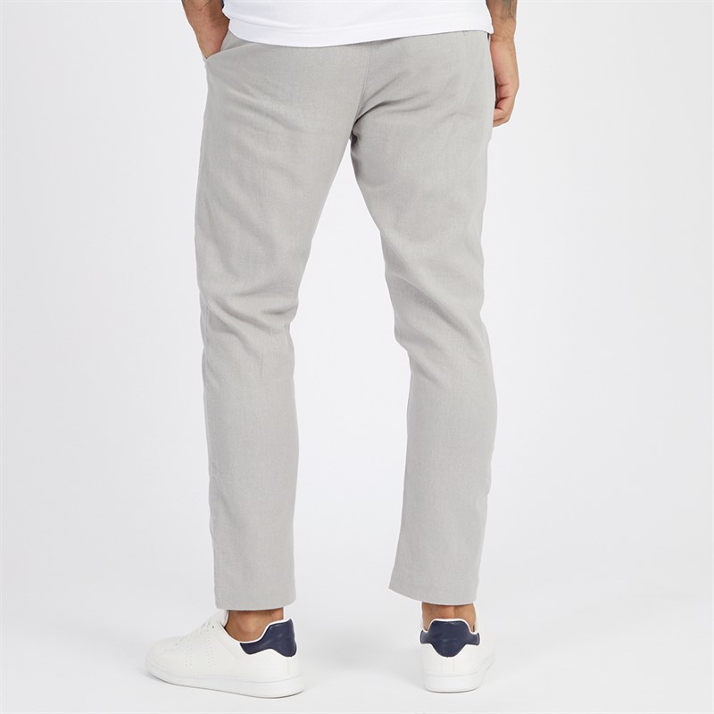 French Connection Mens Drawstring Linen Trousers Light Grey