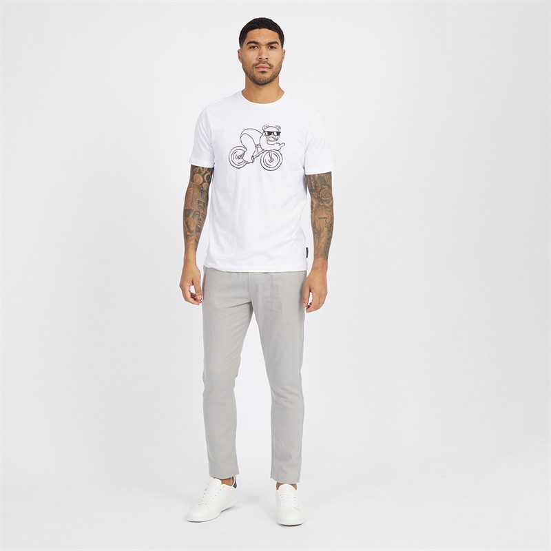 French Connection Mens Drawstring Linen Trousers Light Grey