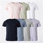 French Connection Mens Seven Pack T-Shirts Multi 5 - Marine/Light Blue Mel/Sage/Pink Mel/Lilac/Light Grey Mel/White