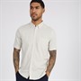 French Connection Mens Short Sleeve Linen Shirt Stone