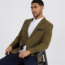 French Connection Mens Tweed Square Blazer Olive