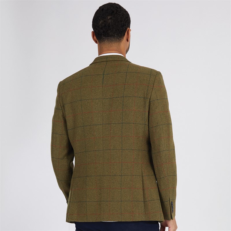 French Connection Mens Tweed Square Blazer Olive