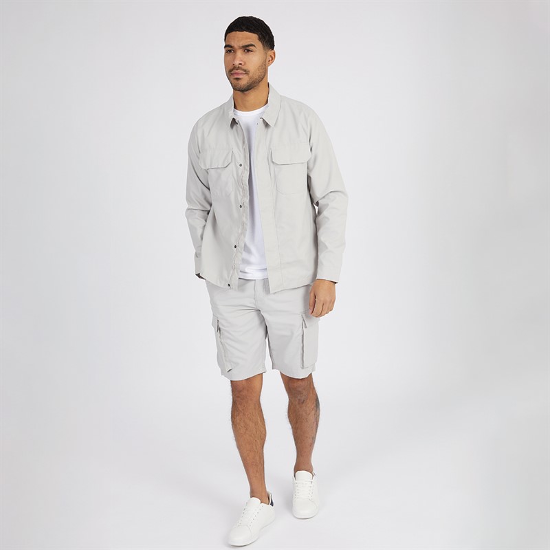 French Connection Mens Tech Overshirt Light Grey
