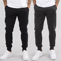 French Connection Mens FC Two Pack Joggers Black/Charcoal Mel