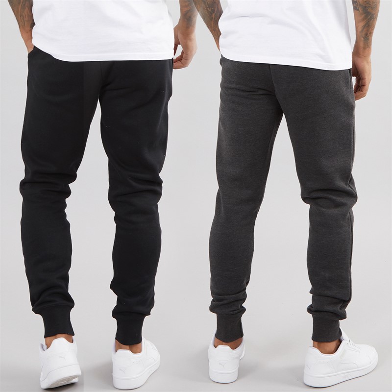 French Connection Mens FC Two Pack Joggers Black/Charcoal Mel