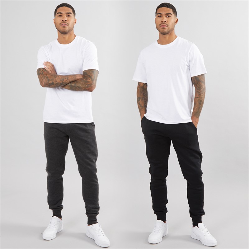 French Connection Mens FC Two Pack Joggers Black/Charcoal Mel