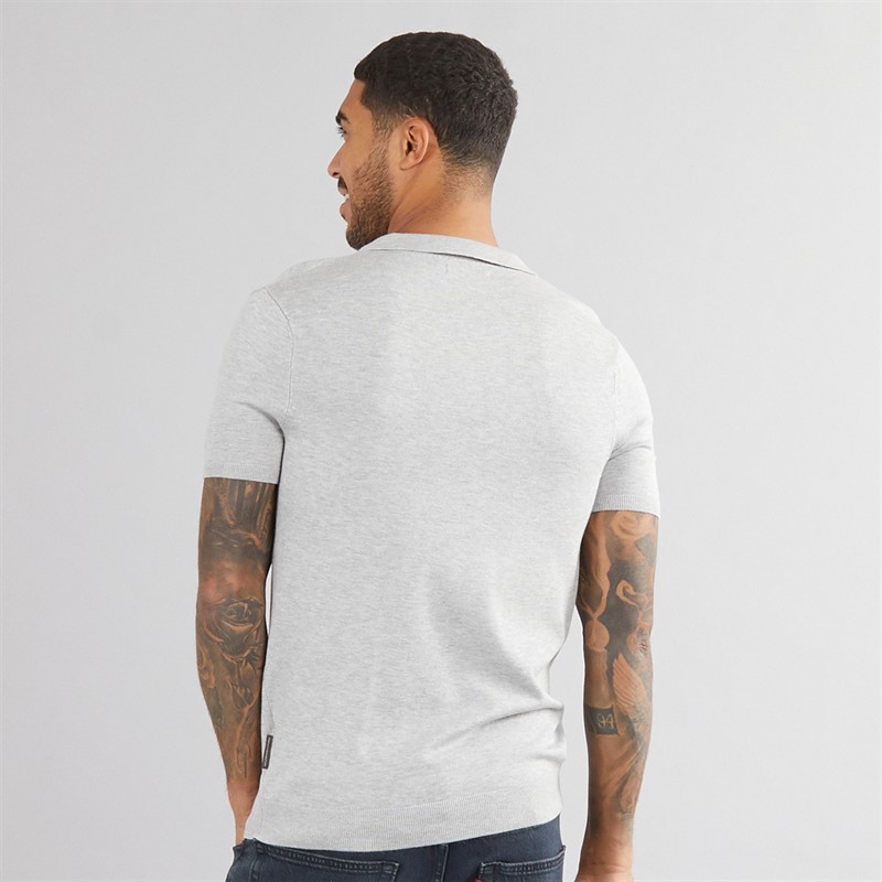 French Connection Mens Short Sleeve Trophy Polo Shirt Lgt Grey Mel