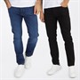 French Connection Mens FCUK Two Pack Slim Fit Jeans Blk01 - Black/Ind05 - Darkwash