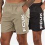 French Connection Mens FCUK Two Pack Swim Shorts Multi 2 - Black/Light Khaki