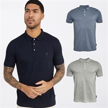 French Connection Mens Three Pack Jersey Polos Multi 21 - Marine/Light Blue Mel/Ecru Mel
