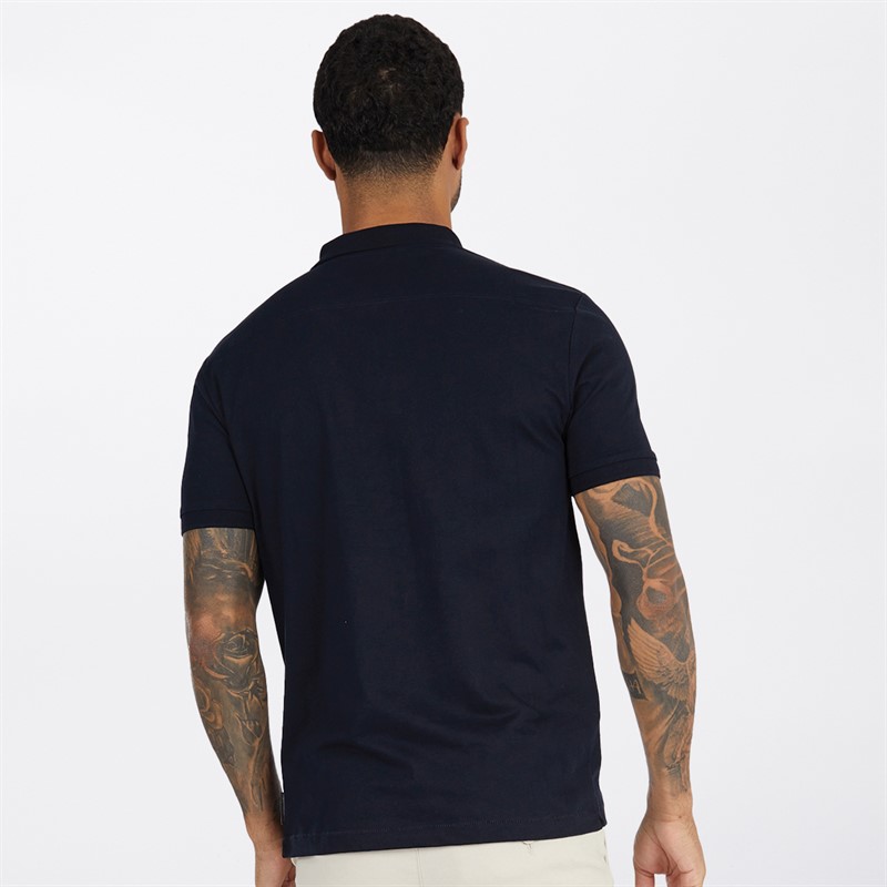 French Connection Mens Three Pack Jersey Polos Multi 21 - Marine/Light Blue Mel/Ecru Mel