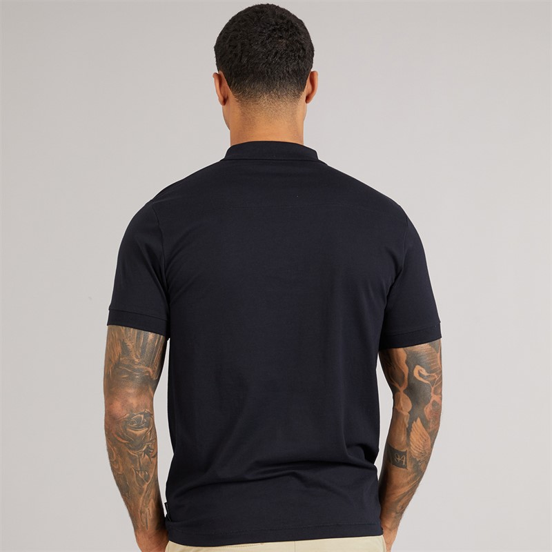 French Connection Mens Three Pack Jersey Polo Shirts Multi 21 - Marine/Light Blue Mel/Ecru Mel