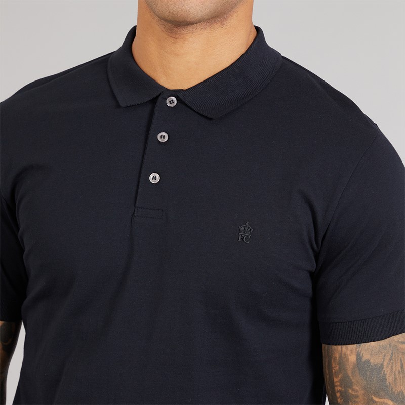 French Connection Mens Three Pack Jersey Polo Shirts Multi 21 - Marine/Light Blue Mel/Ecru Mel