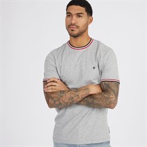 French Connection Mens Ringer T-Shirt Light Grey Melange