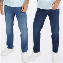 French Connection Mens FCUK Two Pack Regular Fit Jeans Ind50 - Midwash/Ind55 - Stonewash