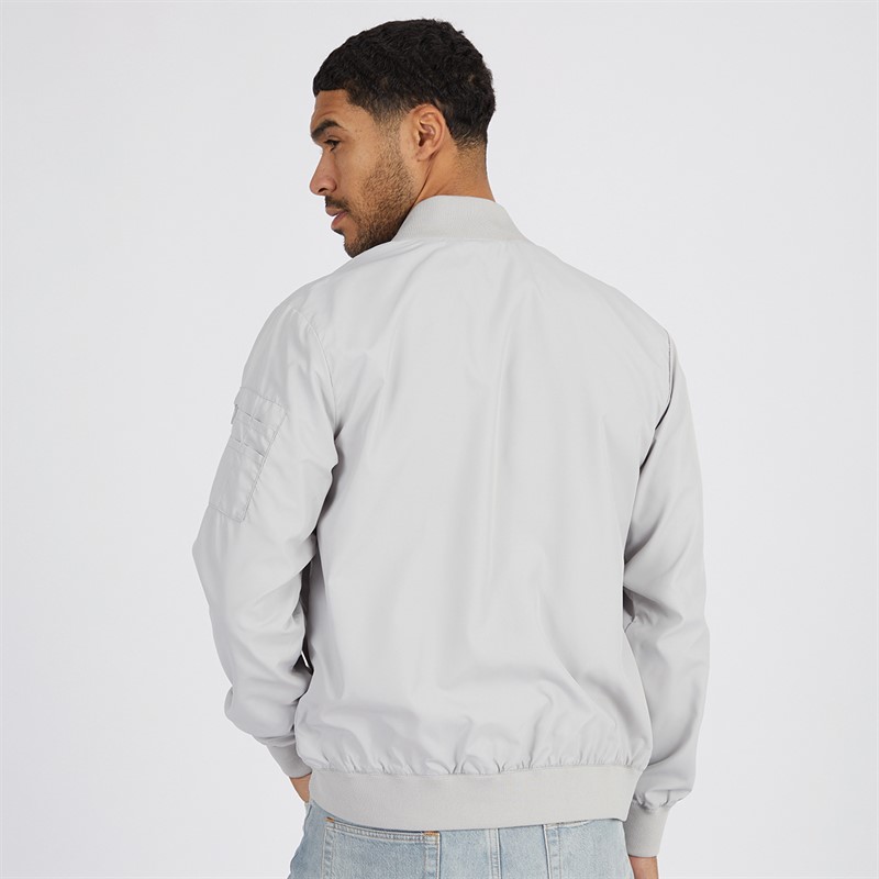 French Connection Mens MA1 Tech Bomber Jacket Light Grey