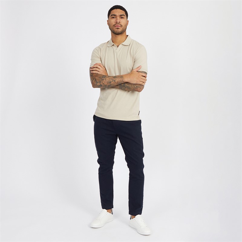 French Connection Mens Drawstring Linen Trousers Marine