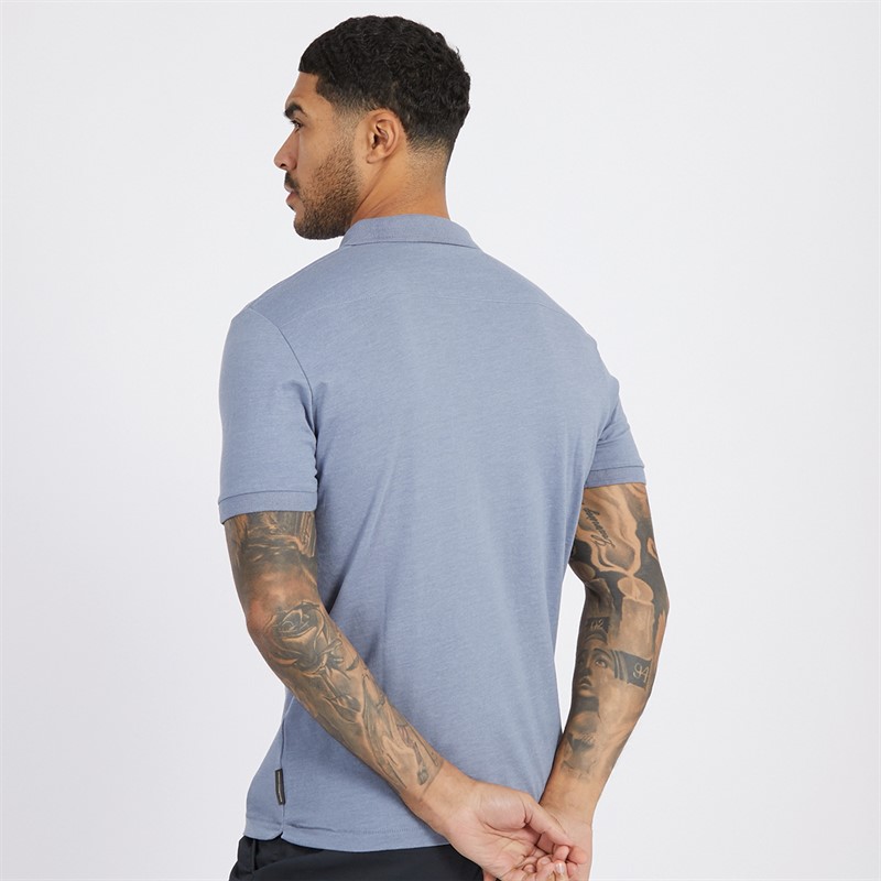 French Connection Mens Jersey Polo Light Blue Mel