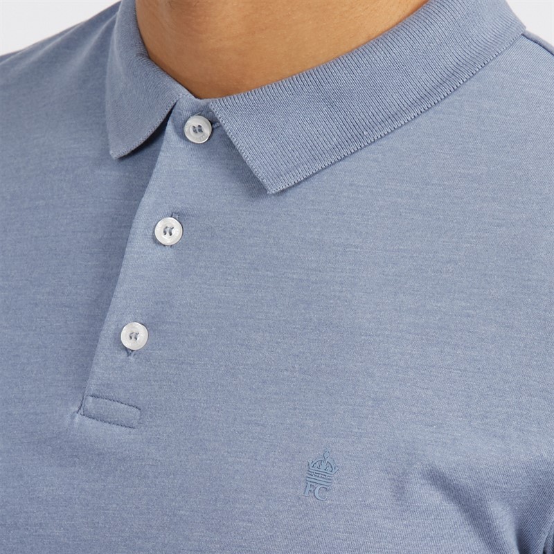 French Connection Mens Jersey Polo Light Blue Mel