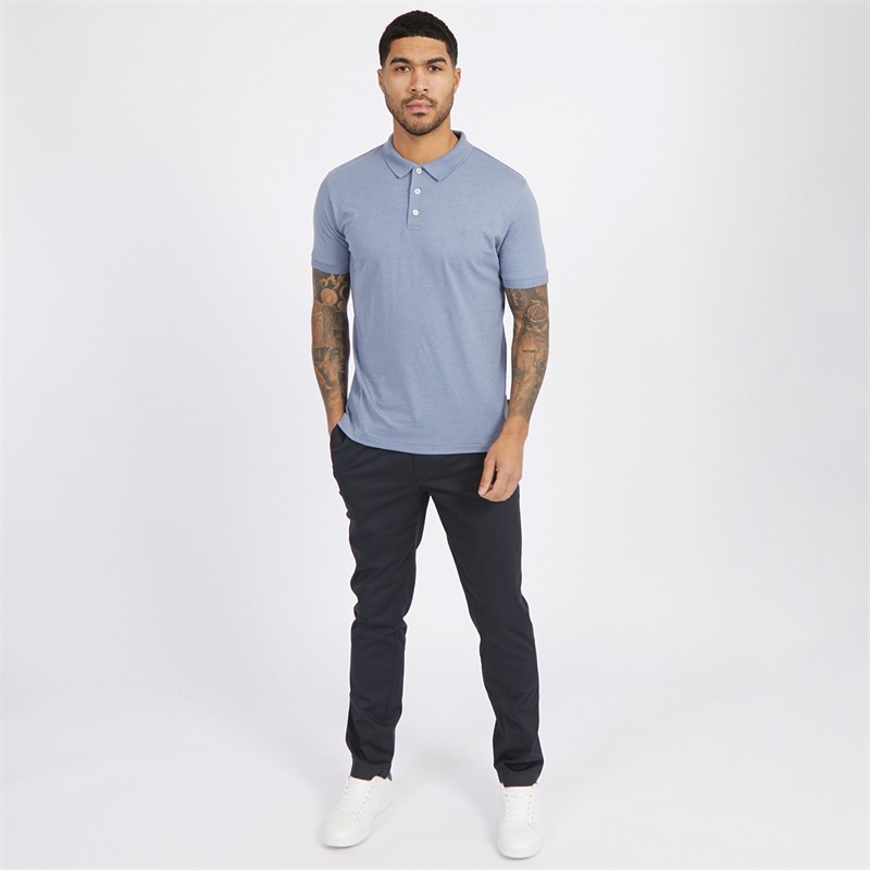 French Connection Mens Jersey Polo Light Blue Mel