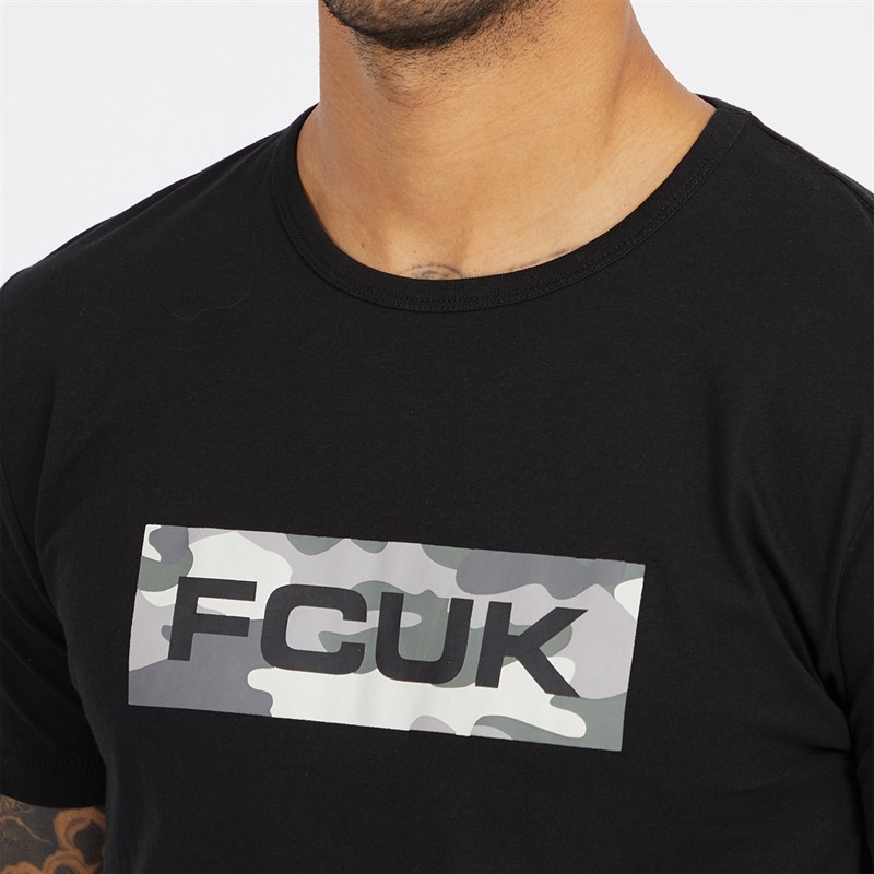 French Connection Mens FCUK Box Camo T-Shirt Black