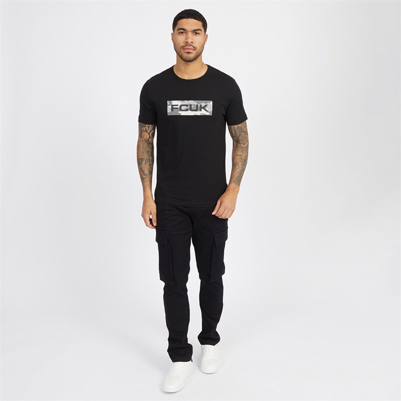 French Connection Mens FCUK Box Camo T-Shirt Black