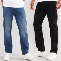 French Connection Mens Two Pack Regular Fit Jeans IND15 Darkwash/BLK01 Black