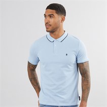 French Connection Mens Tipped Pique Polo Sky Mel/Marine
