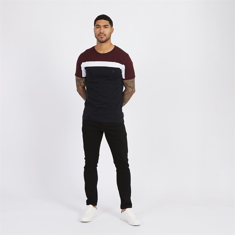 French Connection Mens Block Piping T-Shirt Chateaux/White/Marine