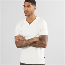 French Connection Mens Short Sleeve Trophy Polo Ecru