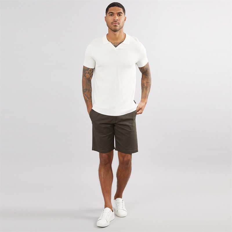 French Connection Mens Short Sleeve Trophy Polo Ecru