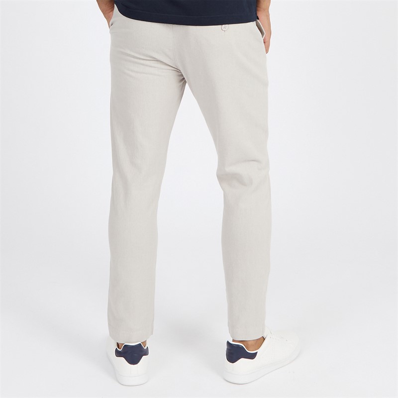 French Connection Mens Drawstring Linen Trousers Stone