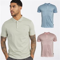 French Connection Mens Three Pack Jersey Polos Multi 11 - Sky Mel/Pink Mel/New Sage