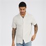 French Connection Mens Short Sleeve Linen Shirt Stone