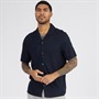 French Connection Mens Short Sleeve Linen Shirt Marine