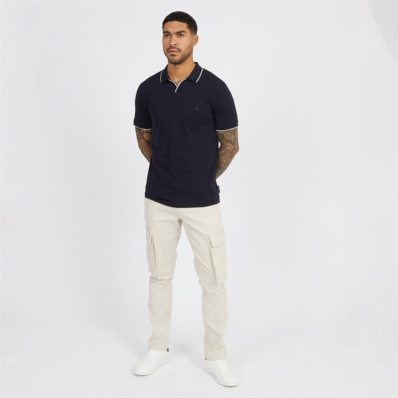 French Connection Mens Trophy Tipped Polo Marine/White