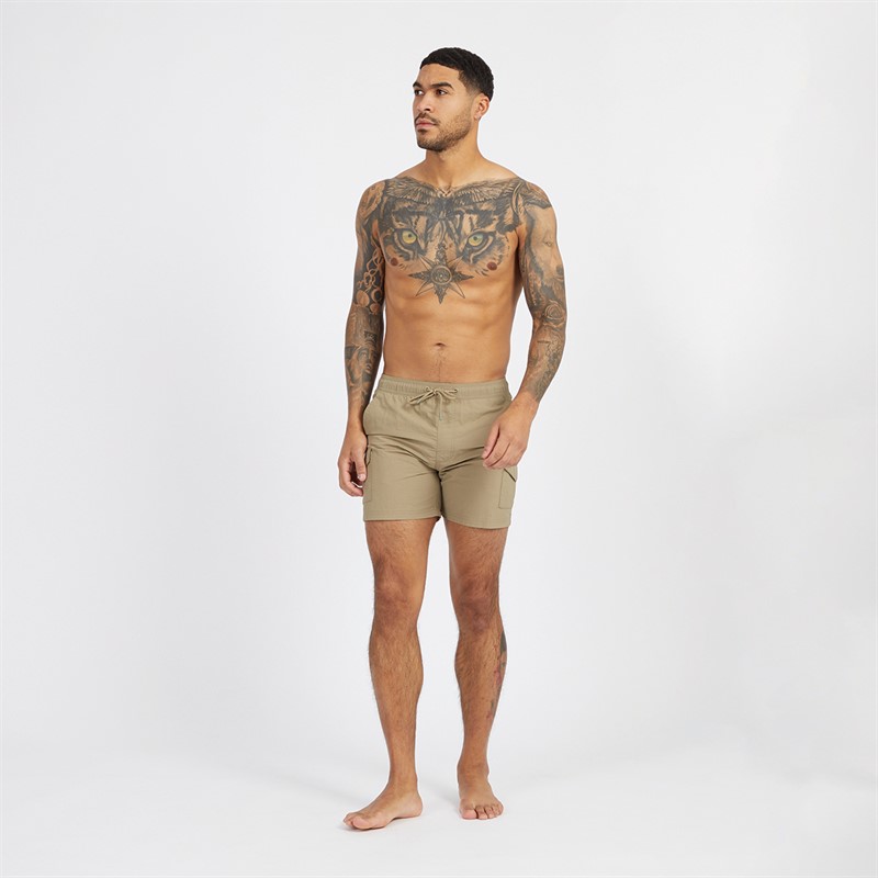 French Connection Mens Combat Swim Shorts Khaki
