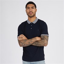 French Connection Mens Stripe Collar Polo Marine